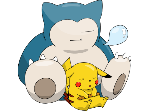 Snorlax and Pikachu having a nap