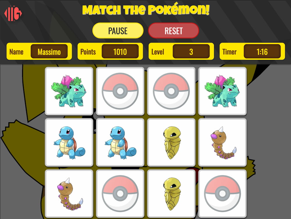 Pokemons matching games - Online & free